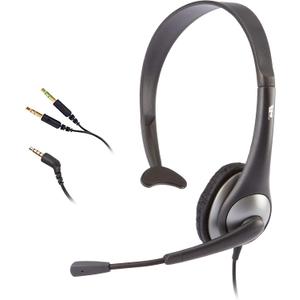Cyber Acoustics Mono Headset, headphone with microphone, great for K12 School Classroom and Education (AC-104),Gray