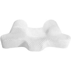 Memory Foam Pillow Contoured Memory Foam Neck Support for Pressure Relief for Side Back Tummy Sleepers, 4812414 (One Size, White)