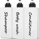 Shampoo and Conditioner Dispenser (Set of 3, 21oz) Modern Refillable Shampoo Pump Bottles for Shower Soap - Empty Body Wash Dispenser Set for Bathroom (21 Ounce, Black)