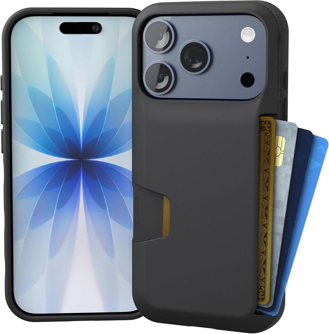 Smartish iPhone 17 Pro Wallet Case - Wallet Slayer Vol. 1 [Slim + Protective] Credit Card Holder - Drop Tested Flip Hidden Card Slot Cover for Apple iPhone 17 Pro - Black Tie Affair