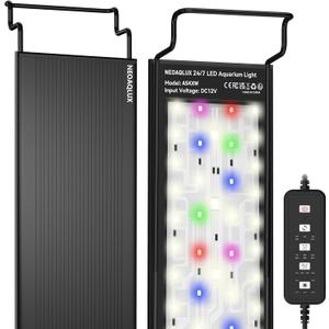 24/7 LED Aquarium Light for 46-56 Inch Plant & Fish Tank, 12-Color & Gradient & Full Spectrum with Auto On/Off, Brightness, Sunrise-Daylight-Moonlight, Extendable Brackets for Freshwater IP68