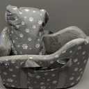 Cullaby Center Console Dog Car Booster Seat for Small Dogs 0-15 lbs - Grey Pet Travel Carrier Safety Leash, Detachable Seat Belt & Storage Pockets