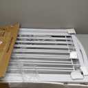 JSB 96-inch Extra Wide 30-inch Tall Dog gate with Door Walk Through, Freestanding Round Tube Pet Gate for Halls Stairs, Puppy Safety Dog Fence with 2PCS Support Feet (White)