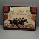 Large 23 inches Horse Racing Board Game with 11 Luxury Metal Horses, Foldable Wood Horse Race Board Game with 2 Sets of Dice, 2 Boxes of Cards for Parties and Gambling (Medium, Black)