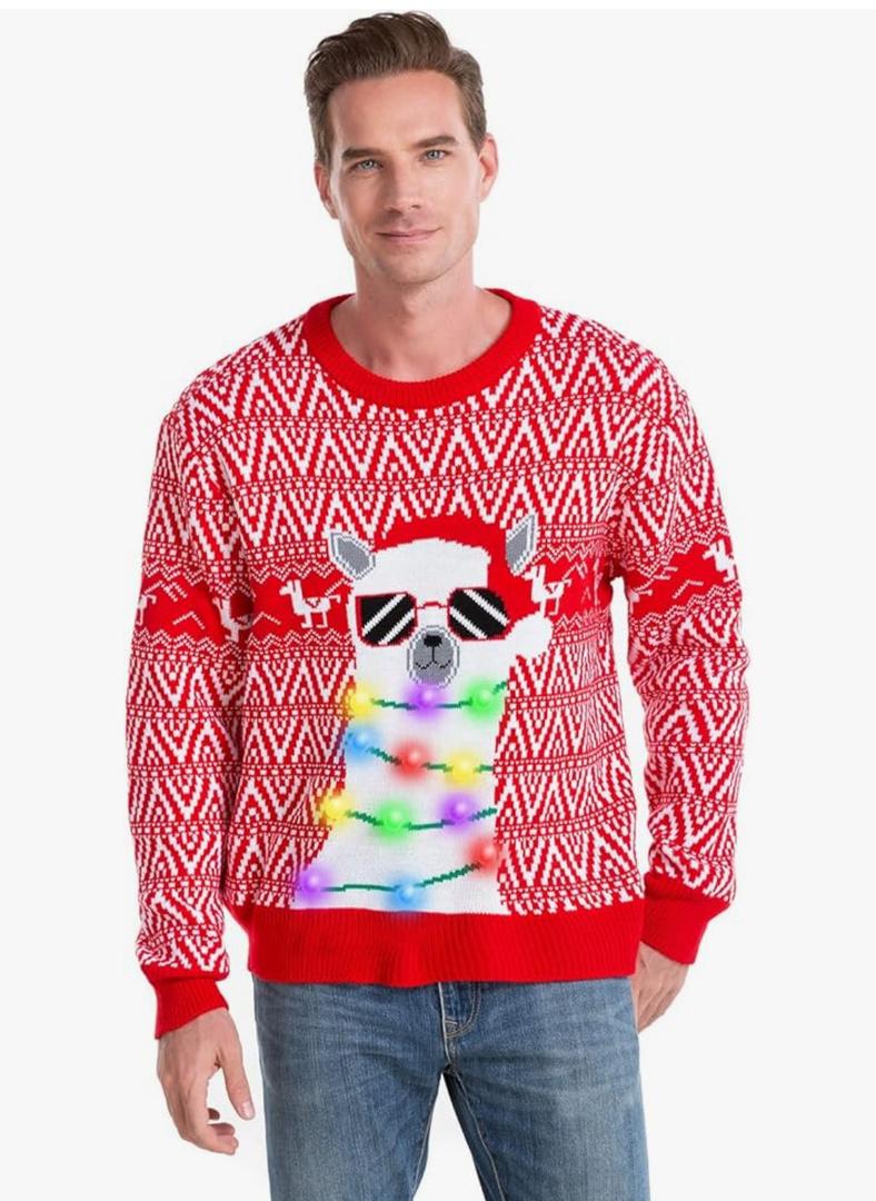 HSCTEK Light Up Men Christmas Sweater, XL