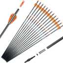 100% Carbon Arrow Practice Hunting Arrows with Removable Tips for Compound & Recurve Bow(Pack of 12) (30inch, Orange White)