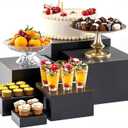 ihomecooker Metal Buffet Risers,6PCS Food Risers for Buffet Table 5in to 10in Display Stand for Catering Dessert Matte black Cube Boxes Nesting Risers with Hollow Bottoms