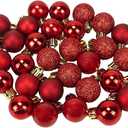 Christmas Ball Ornaments - 25pcs Shatterproof Christmas Ornaments Set Plastic Hanging Christmas Decorations for Xmas Tree Holiday Party Decor, 6 Styles in 4 Sizes (Burgundy) 12 Feet Christmas Wooden Bead Garland Wood