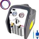 110V-120V 60Hz Single Cylinder Refrigerant Recovery Machine, 3/4HP Oil-less Freon Recycling Unit, With Two Rubbers Hoses, Applied in Automotive/Household HVAC System (Grey)