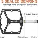 Road/Mountain Bike Pedals - 3 Bearings Bicycle Pedals - 9/16” CNC Machined Flat Pedals with Removable Anti-Skid Nails