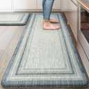 KIMODE Anti Fatigue Kitchen Mats 2PCS, Non-Slip Waterproof Kitchen Rugs, Cushioned Kitchen Mat for Floor, Comfort Standing Mat for Sink, Laundry, Office, Desk Blue and Grey 20"x47"+20"x32" (20" x 47"+20" x 32"--0.47 inches)