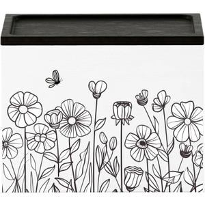 Discreet Tampon Holder for Bathroom with Vanity Tray Lid, Tampon Organizer for bathroom for Wall or Countertop Mount, Wood Pad Dispenser, Feminine Product Organizer (Floral)