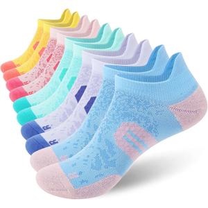 BUDERMMY Womens Ankle Compression Socks with Arch Support Athletic Low cut Running Socks for Women Workout Cushion 5 Pairs (6-8, Mixed Color)