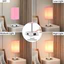 Woderdeng Touch Control Bedside Lamp - 3-Way Dimmable Table Lamps with USB C+A Port and Outlet, Nightstand Lamp for Bedroom Decor and Living Room,Pink