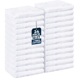 Utopia Towels, Salon Towel, Pack of 24, 16 by 27 Inches, Highly Absorbent Cotton Towels for Hand, Gym, Beauty, Spa, and Home Hair Care, White