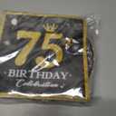 60 PCS Vintage 75th Birthday Plates and Napkins Set, 75th Birthday Decorations Black and Gold, Service for 30, 1950 Birthday Dessert Plates and Napkins Party Supplies for Men Women