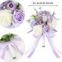 Bride Bouquets for Wedding 8.5 Inch Lilac Artificial Rose Flower Bridal Bouquets for Bride Wedding Bridesmaid Marriage Proposal Party Anniversary Church Decoration