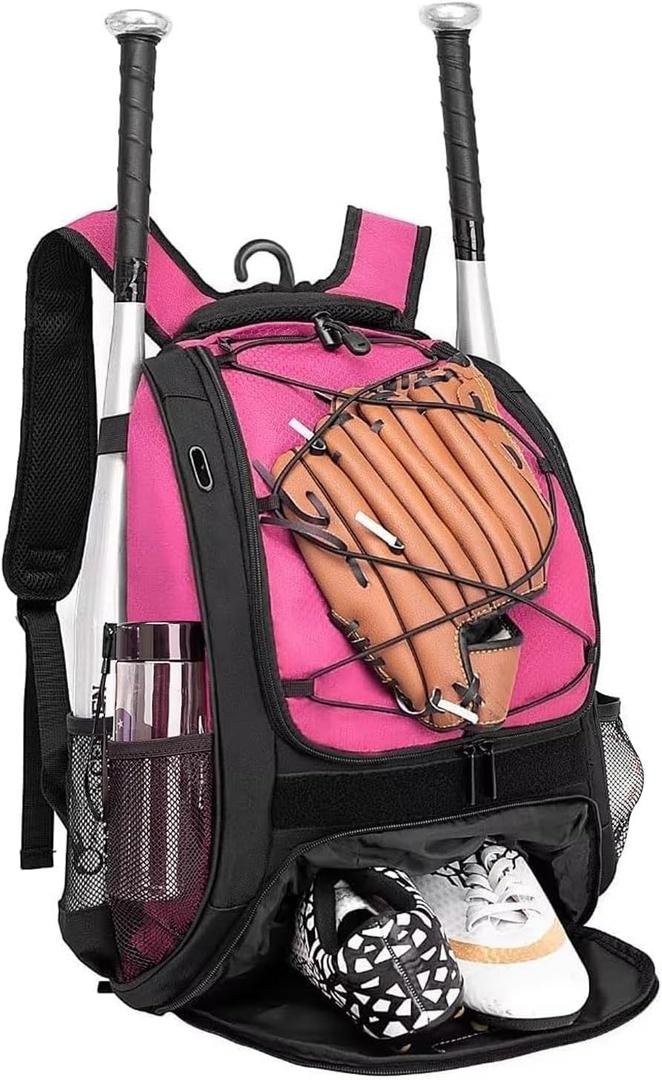DAFISKY Baseball Bag Softball Backpack - Youth Adult T Ball Bat Equipment Bag with Bat Helmet Holders, Shoe Compartment