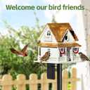 Bird Feeder Pole,60" Outdoor Bird House Pole Kit Stand with 5-Pronged Base, Adjustable Height & Universal Mount for Easy Setup, 2 Installation Methods, Matte Black Finish (Without Feeder)