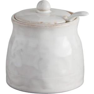 47th & Main Classic Glazed Pottery Style Porcelain Sugar Jar, Small, White