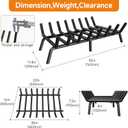 SUZLON Fireplace Grate 30 inch 8 Bar Fireplace Log Grate Heavy Duty Solid Steel Indoor Chimney Hearth with 6 Enhanced Stability Legs Kindling Tools Pit Wood Stove Firewood Burning Rack Holder