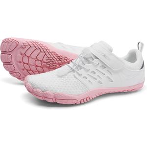 Grand Attack Barefoot Shoes Women Minimalist Zero Drop Lightweight Cross-Trainer for Wrestling Boxing Weightlifting Walking Shoes (8 Wide, 646/White/Pink)