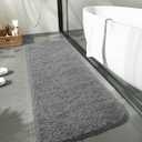 LOCHAS Bathroom Rug Runner 24x70 Inch, Soft Thick Absorbent Microfiber Bath Rugs for Bathroom, Machine Washable, Shaggy Plush Non Slip Bath Mat for Tub, Shower Floor, Quick Dry Mats, Grey
