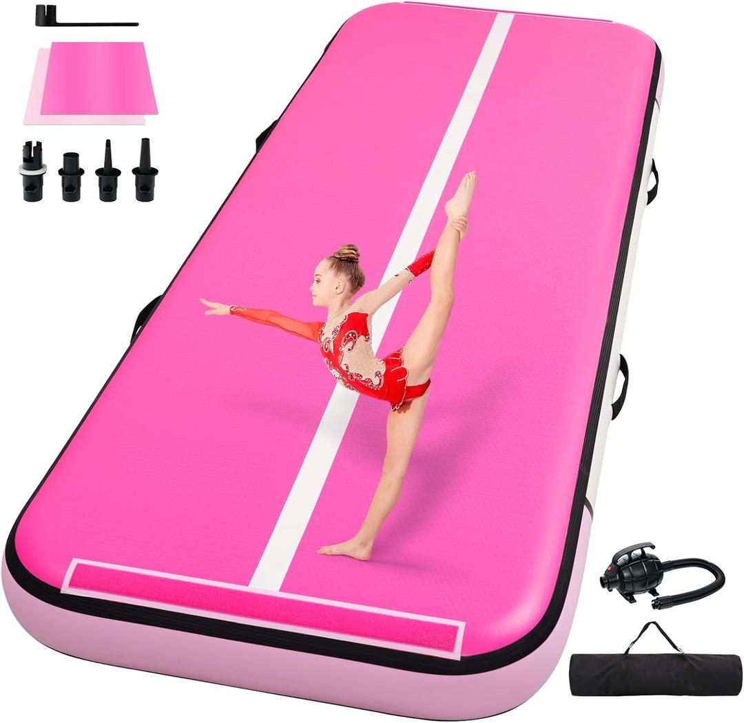 Tumble Track, Inflatable Tumbling Mat,Tumble Track Mats for Gymnastics, and Tumble Track with 8 Inches Thickness for Home, Training, Cheerleading, Yoga, Water with Pump (10ft x 3.3ft x 8inch, Pink)