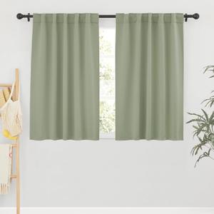 RYB HOME Blackout Curtains for Bedroom, Window Shades Thermal Insulating Privacy Drapes for Living Room Classroom Kitchen Bathroom Dining, Wide 42 x Long 45 inch, Sage, 2 Panels