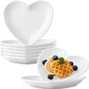Ceramic Plates, 8 Pack Ceramic Dinner Plates Heart Dishes, Dessert Salad bowls For Appetizer, Steak, Snacks, Microwave & Oven Safe (White)