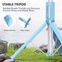 ATUMTEK 55" Selfie Stick Tripod, All-in-one Extendable Aluminum Phone Tripod with Rechargeable Bluetooth Remote for iPhone and More, Fit 4.7-7 inch Smartphones, Blue