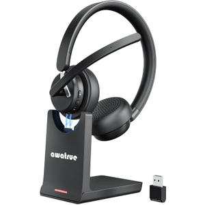 Wireless Headset with Mic for Work, Bluetooth 5.3 Headset with AI Noise Cancelling Microphone & Call Reminder, Wireless Headphone with Voice Assistant for PC/Computer/Remote Work/Call Center/Zoom