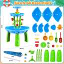 Water Sand Table with Umbrella for Toddler Kids - 3-Tier Summer Toys, Outdoor Backyard Beach Poolside Playset with Stable Design, Sensory Learning Activity Game Gifts for Boys Girls(Indigo), 35 x 24.6 x 24.6 inches
