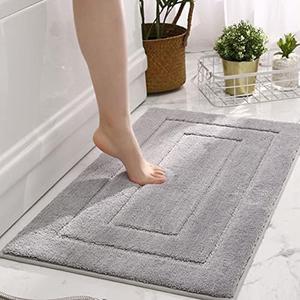 GRANNY SAYS Gray Bathroom Rugs, Bath Mats for Bathroom Non-Slip, Super Soft and Water Absorbent, Microfiber Bath Rugs, Machine Wash Dry, Bath Rugs for Floor, Tub and Shower, 16" x 24" (Grey)