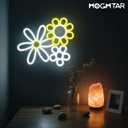 Daisy Flower Neon Sign,Led Signs for Wall,13.39x13.23 inches,USB or 3-AA Battery Operated Vintage Decor LED Neon Wall Signs
