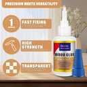 4 x 2-Pack Clear Wood Glue, Fast Drying Wood Glue for Furniture Heavy Duty, Woodworking, Waterproof Strong Adhesive for DIY Crafts, Flooring | Strong Bond for Hardwood, Softwood & MDF