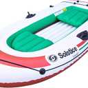Solstice Voyager 4-Person Inflatable Fishing Boat with Dual Swivel Oar Locks and Rod -Holder, Motor Compatible 9' x 5'