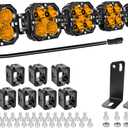 Willpower 40 inch 180W Amber Straight Curved Adjustable & Linkable LED Light Bar with Wiring, Spot Flood Beam Off Road 4X4 Driving Fog Lights for 12V 24V Vehicle 6WD Car UTV SUV Truck Tractor Trailer