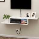 ChooChoo Floating TV Stand Shelf, Wall Mount Entertainment Center Media Console for Living Room, Bedroom, White