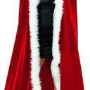 UDYR Adult Child Christmas Santa Claus Robe Hooded Cloak, Mrs Santa Claus Velvet Hooded Cape Christmas Robe