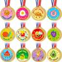 36 Pcs Award Medals Gold Plastic Award Medals Winners Sports Reward Motivational with Neck Ribbon for Sports Meeting Dress up Party 2025 Pre K Preschool Kindergarten Graduation Gifts (Animal)