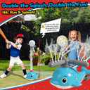 2 in 1 Water Sprinkler Baseball Toy Set for Kids  Whale Shaped Outdoor T-Ball Game & Spinning Splash Toy, Summer Backyard Water Play for Toddlers and Children Ages 3+