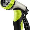 Heavy Duty 9 Function Garden Hose Nozzle with ABS Frame and TPR Grip, Powerful Watering Cleaning Pet Care Tool