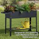 Elevate 32" Tall Raised Garden Bed with Wheel,Planter Box for Backyard,Outdoor Garden, Patio, Balcony, 400lb Capacity,Grey