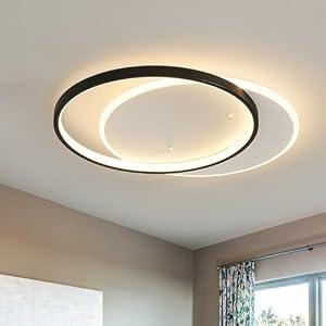 Shine LUEST Modern LED Ceiling Light Fixture Black Semi Flush Mount Light with Remote Control 19.69" Hallway Light Fixtures Ceilings Mount Dimmable Ceiling Lamp for Bedroom,Kitchen,Entryway