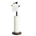 ZCCZ Toilet Paper Holder Stand, Freestanding Tissue Roll Dispenser with Reserve Storage, Bathroom Organizer for 5 Mega Rolls, Oil Rubbed Bronze Finish, Space-Saving Design for Modern Home Dcor (Orb)