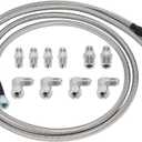 6AN 52" Transmission Fluid Oil Cooler Hose Line kit for GM Chevy Ford GMC Buick Cadillac Cars and Trucks Stainless Steel Braided PTFE Hose