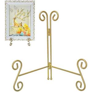 UoYeet Plate Stand 12 Inch Gold Display Plate Holder, Collapsible Iron Plate Stands for Display, Folding Display Easel for Photo, Pictures, Decorative Plate and Artwork (12-Inch, 1-Pack)
