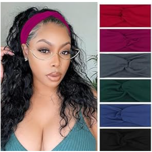 XTREND 6 Pcs Women's Headbands Twisted Cross Elastic Head Bands Yoga Workout Headband Non-Slip Sweat Soft Headbands Solid Color Simple Versatile Hair Accessory Hairbands 