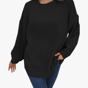 Women's Crewneck Long Sleeve Sweaters Oversized Ribbed Knit Pullover Sweater, Extra Large 